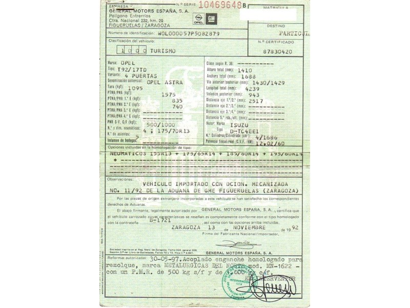 opel astra del año 1993