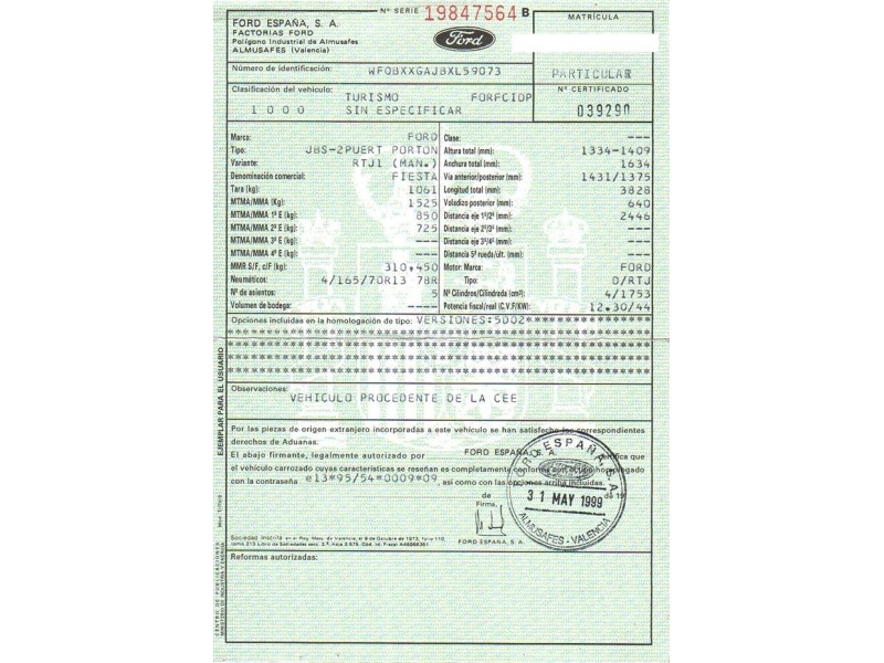 ford fiesta del año 1999