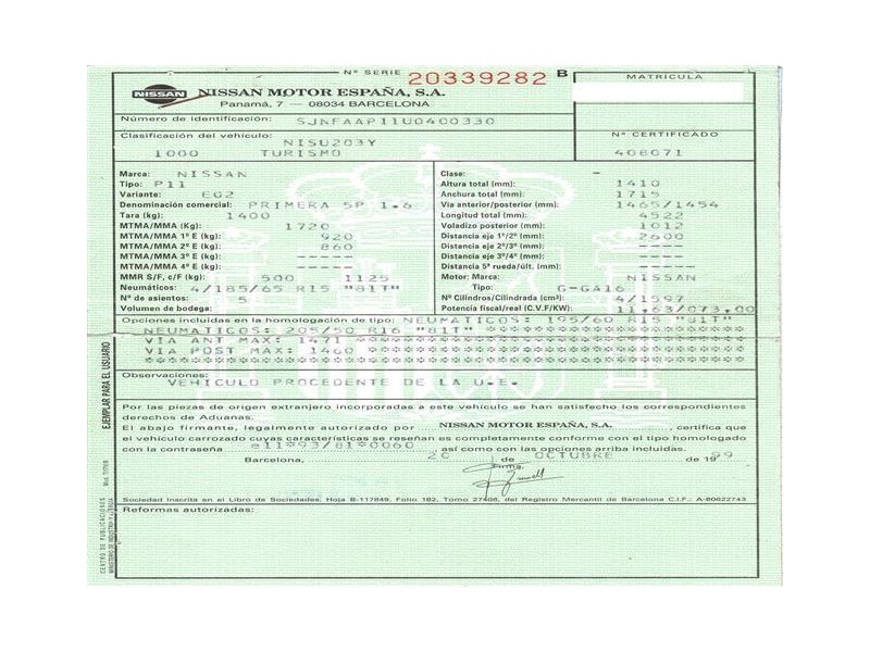 nissan primera del año 1999