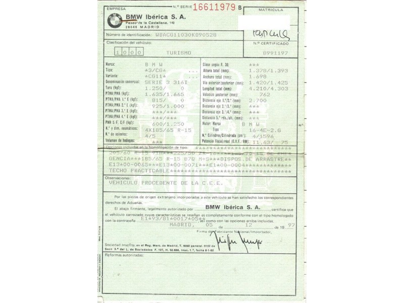 bmw  316 del año 1997