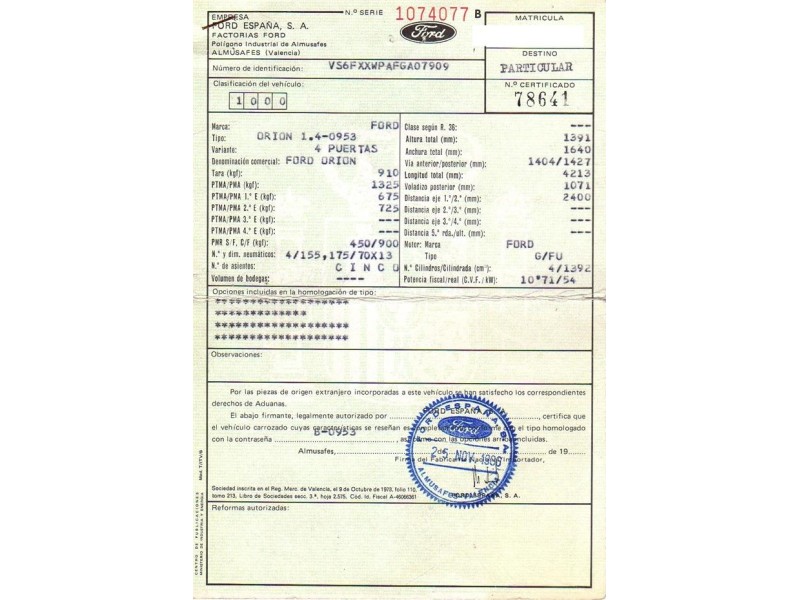 ford orion del año 1987