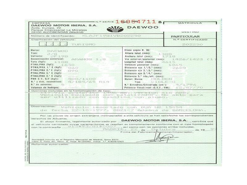 daewoo aranos del año 1997