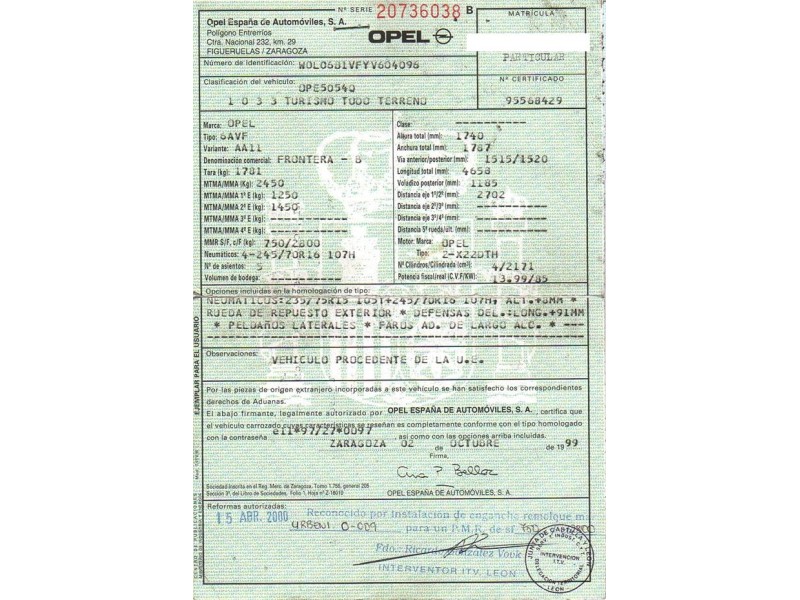 opel frontera del año 1999