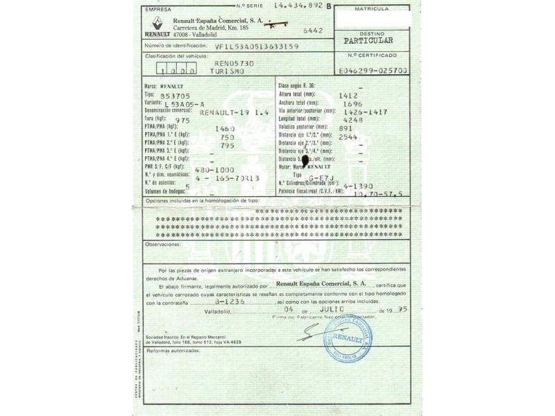 renault 19 del año 1995