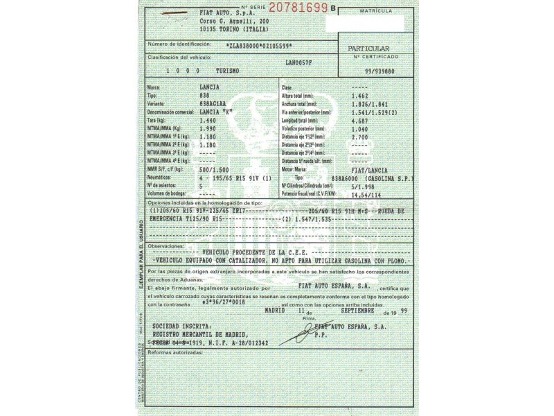 lancia k del año 1999