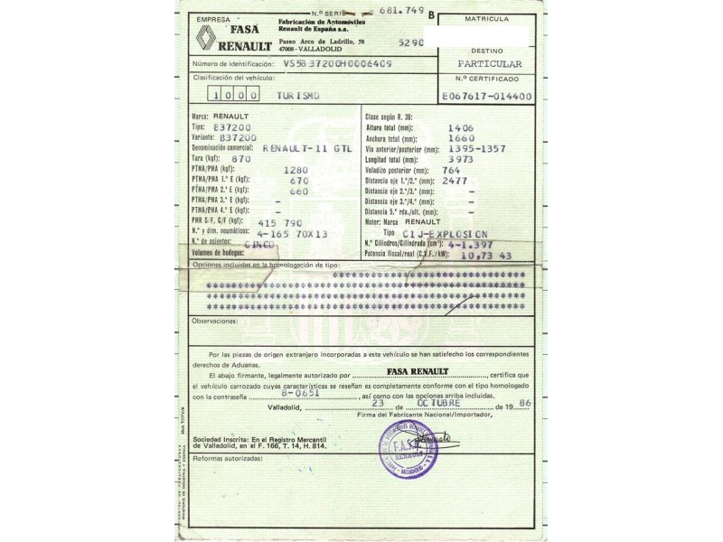 renault 11 del año 1986