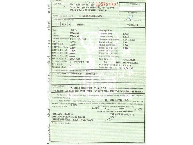 lancia k del año 1995