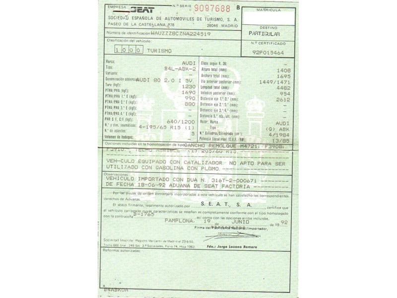 audi  80 del año 1993