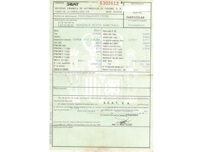 seat terra del año 1991