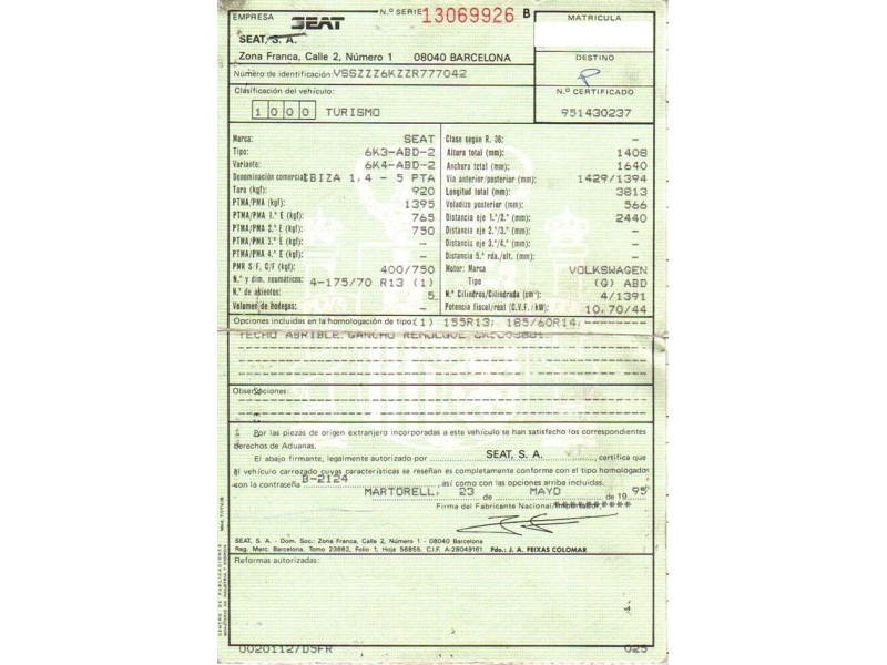 seat ibiza del año 1995