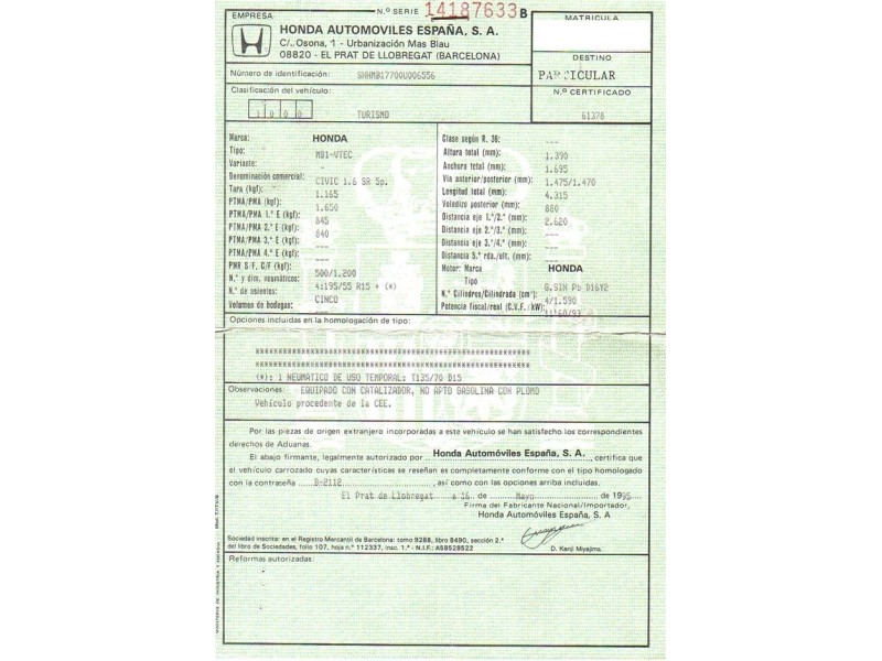 honda civic del año 1995