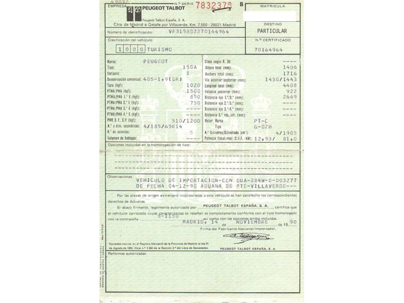 peugeot 405 del año 1991