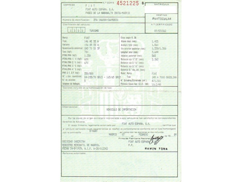 fiat uno del año 1989