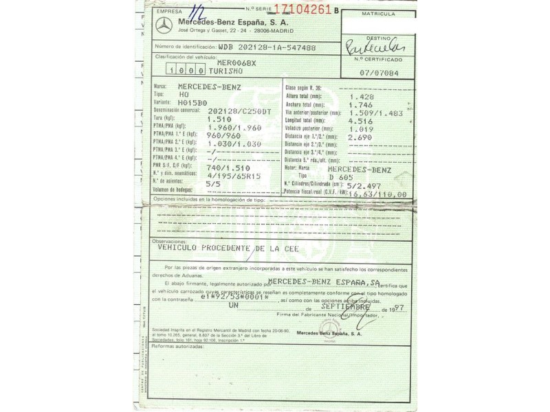 m. benz 250 del año 1997