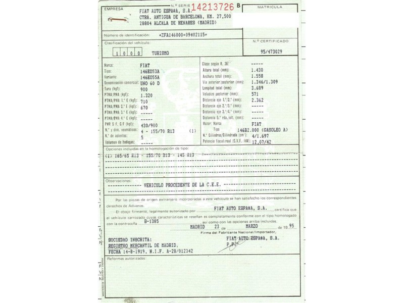 fiat uno del año 1995