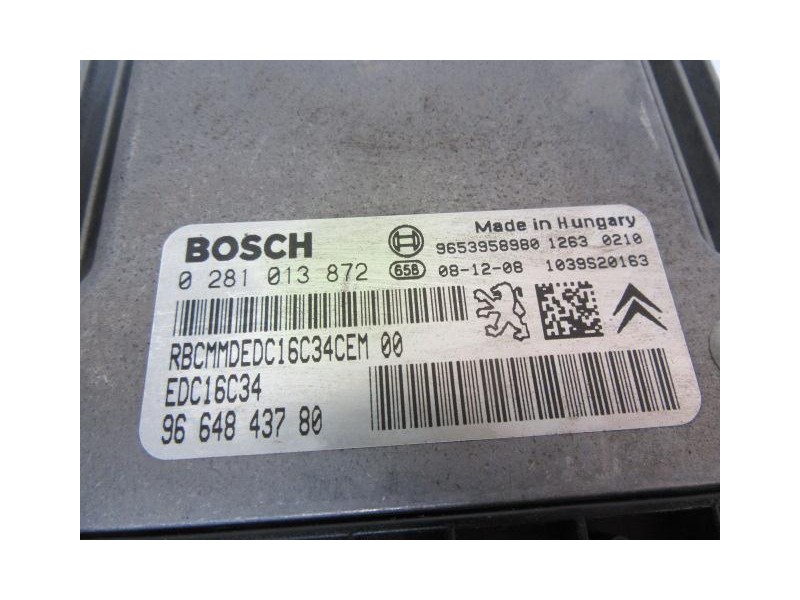 Recambio de centralita : peugeot 308 : 1.6 hdi (90,01cv) [2009] para peugeot 308 1.6 hdi referencia OEM IAM 0281013872  