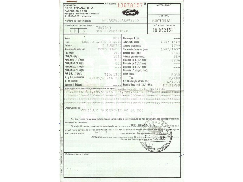 ford mondeo del año 1994