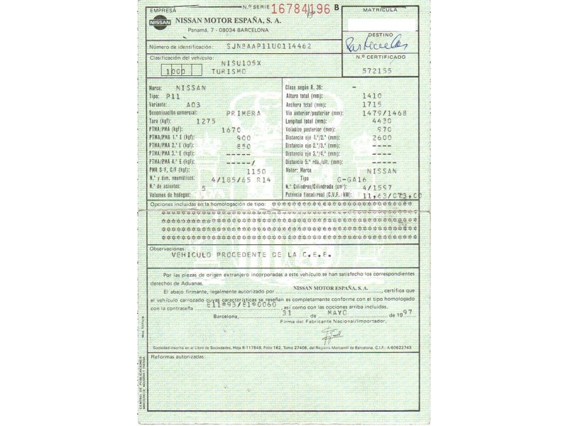 nissan primera del año 1997