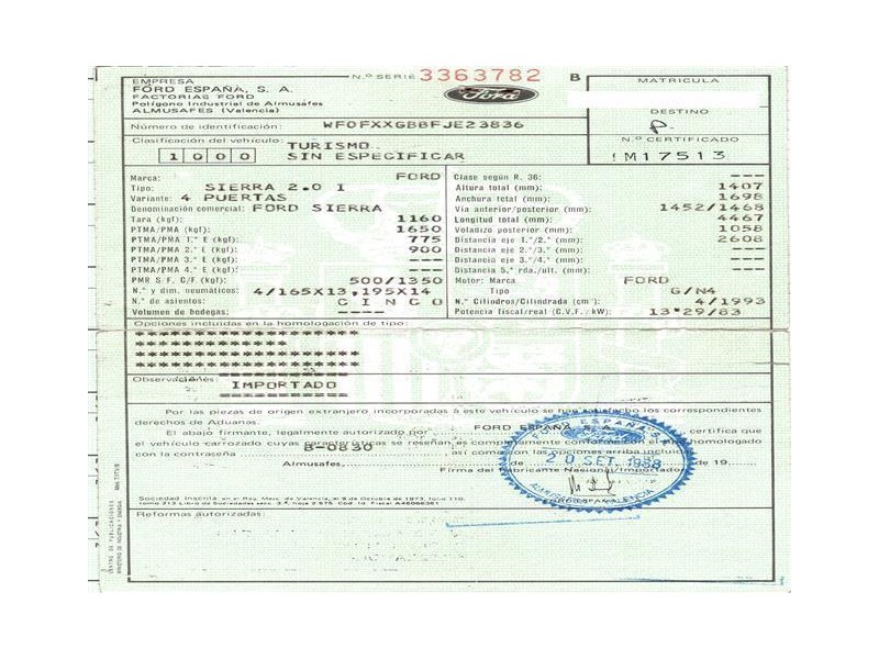ford sierra del año 1988
