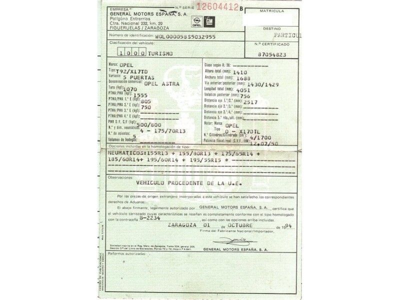 opel astra del año 1994