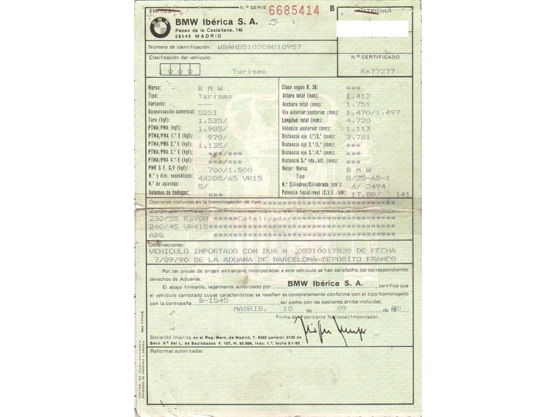 bmw  525 del año 1990