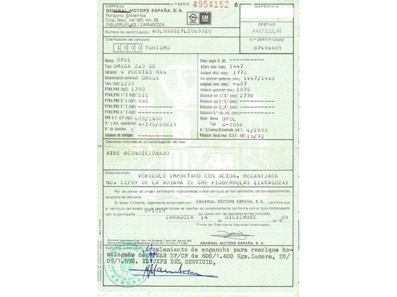 opel omega del año 1990