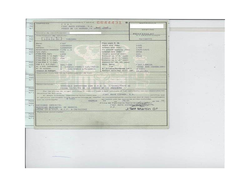 fiat tipo 1.4 g -159a2.000 (76,16cv del año 1990