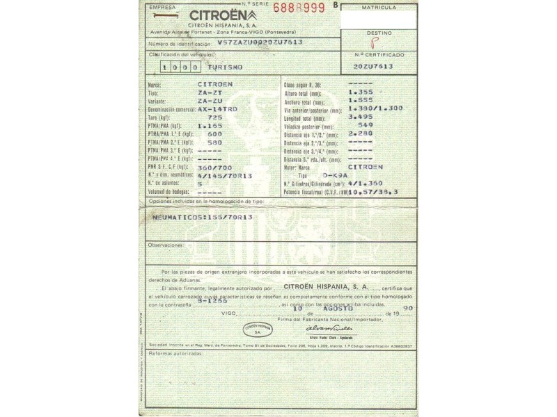 citroen ax del año 1990