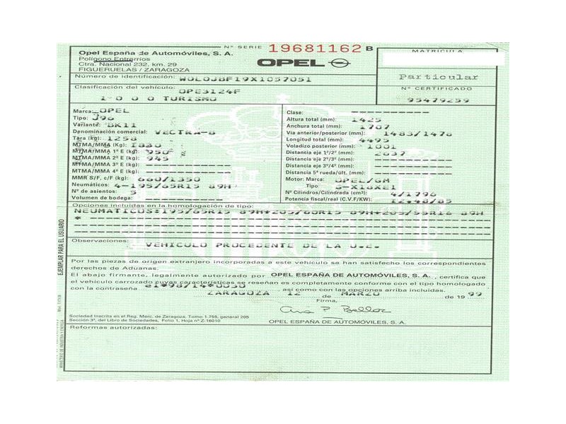 opel vectra del año 1999