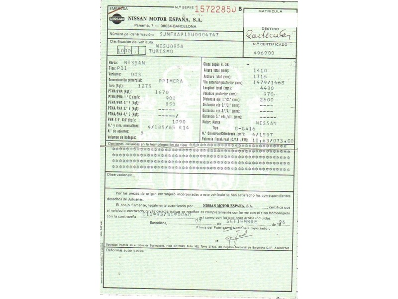 nissan primera del año 1997