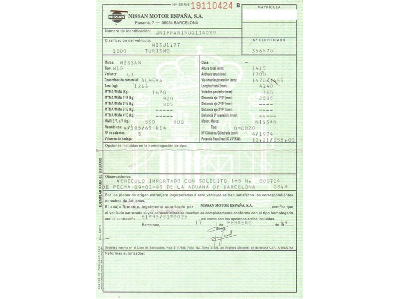 nissan almera del año 1999