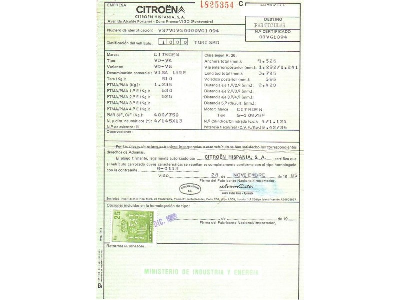 citroen visa del año 1985
