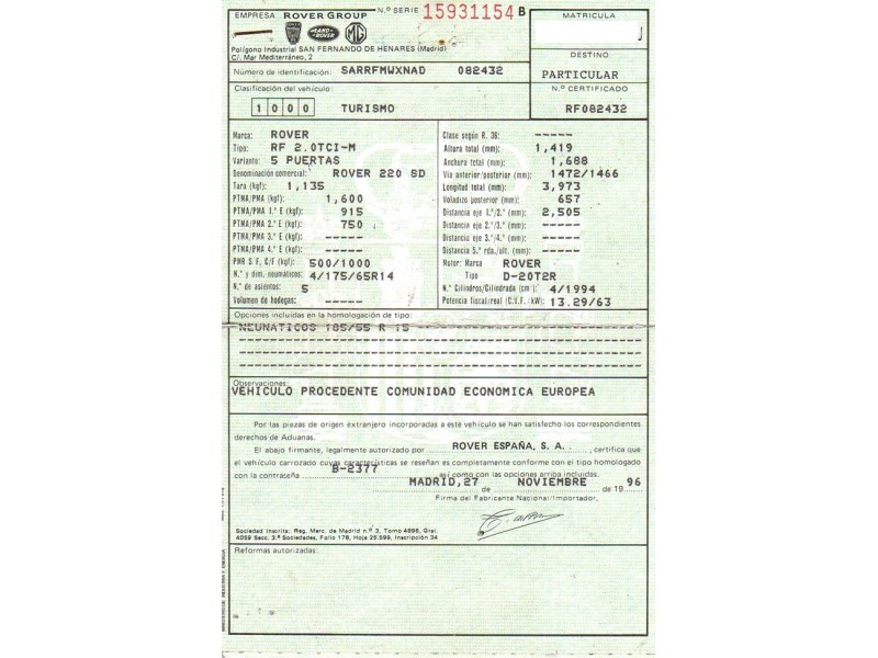 rover  220 del año 1997