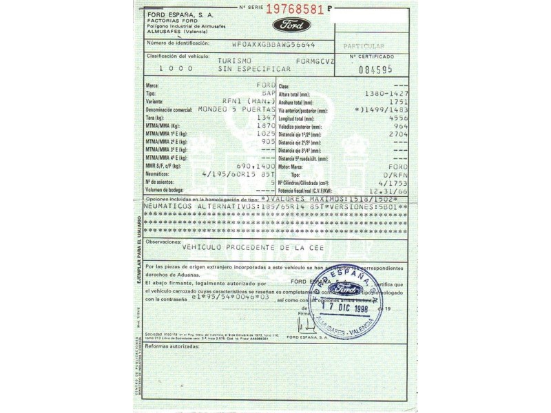 ford mondeo del año 1999