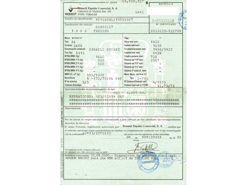 renault megane del año 1999