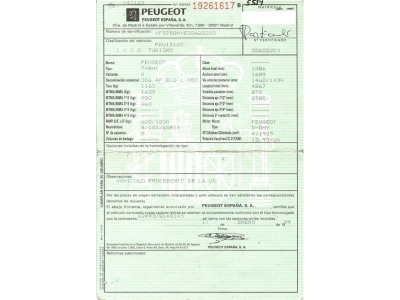 peugeot 306 del año 1999