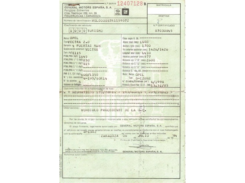 opel vectra del año 1994