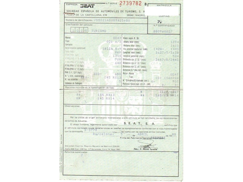 seat ibiza del año 1988