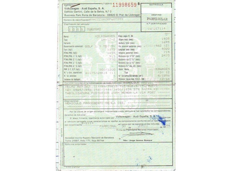 volkswagen golf del año 1994