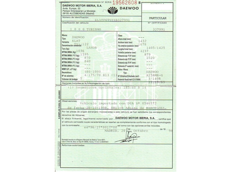 daewoo lanos del año 1998