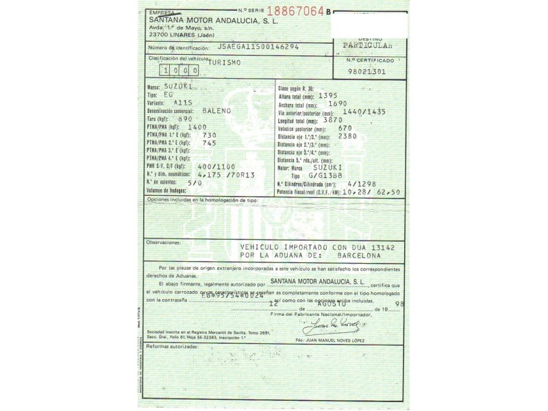 suzuki baleno del año 1998
