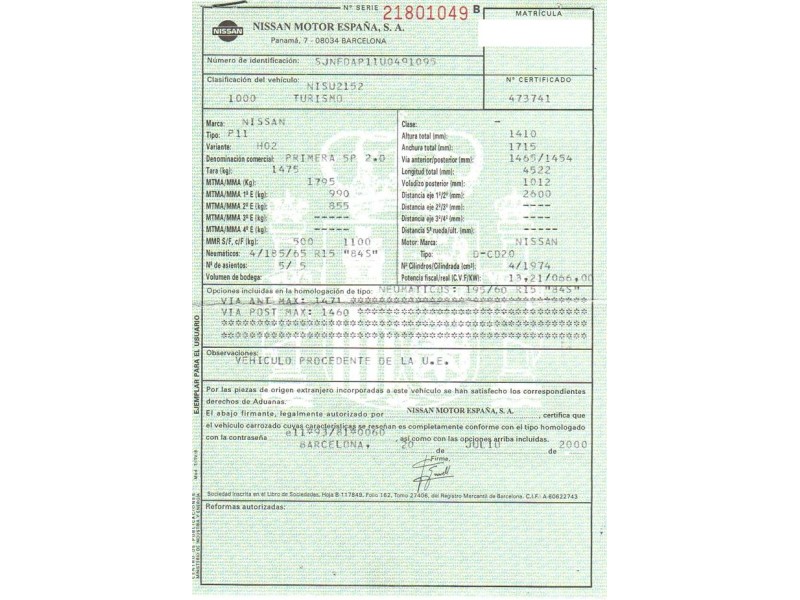 nissan primera del año 2000