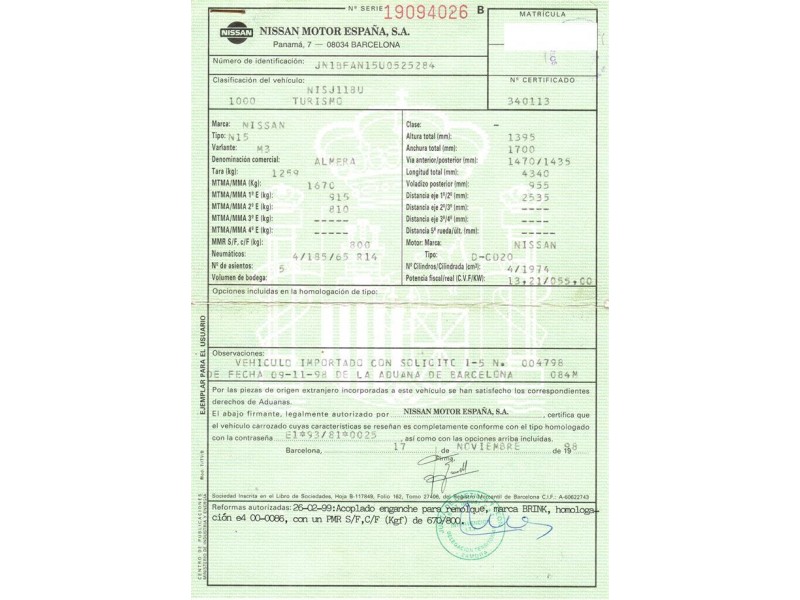 nissan almera del año 1998