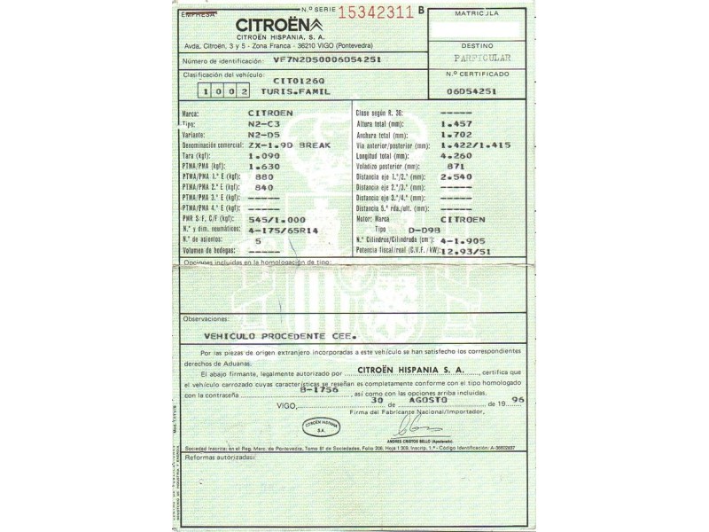 citroen zx del año 1996