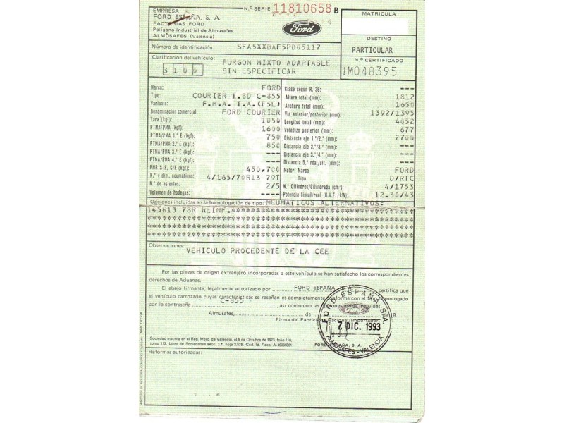 ford courier del año 1994