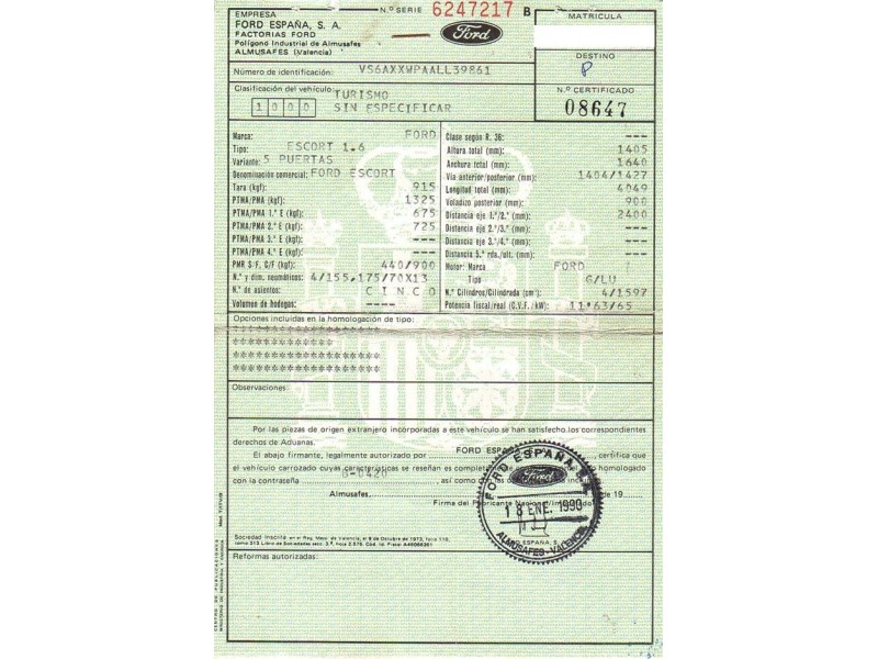 ford escort del año 1990