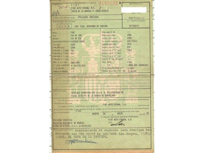 fiat fiorino del año 1992