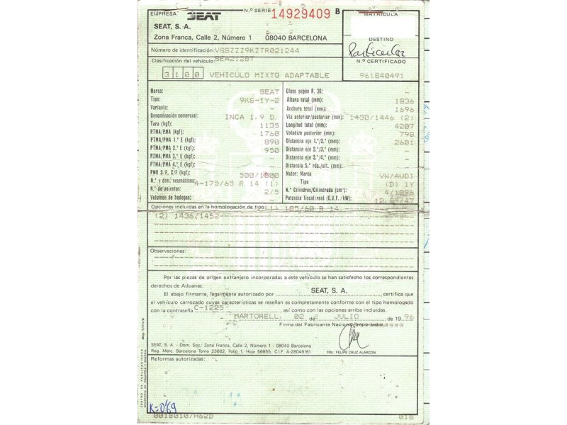 seat inca del año 1996