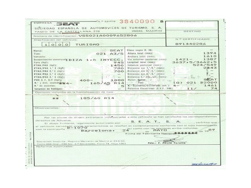 seat ibiza del año 1990