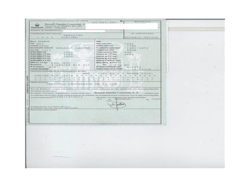 renault laguna 1.9 td dci /f9q b718 (107,44cv del año 2000